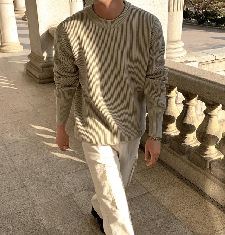 RT No. 3407 KNITTED ROUND NECK SWEATER Product Image