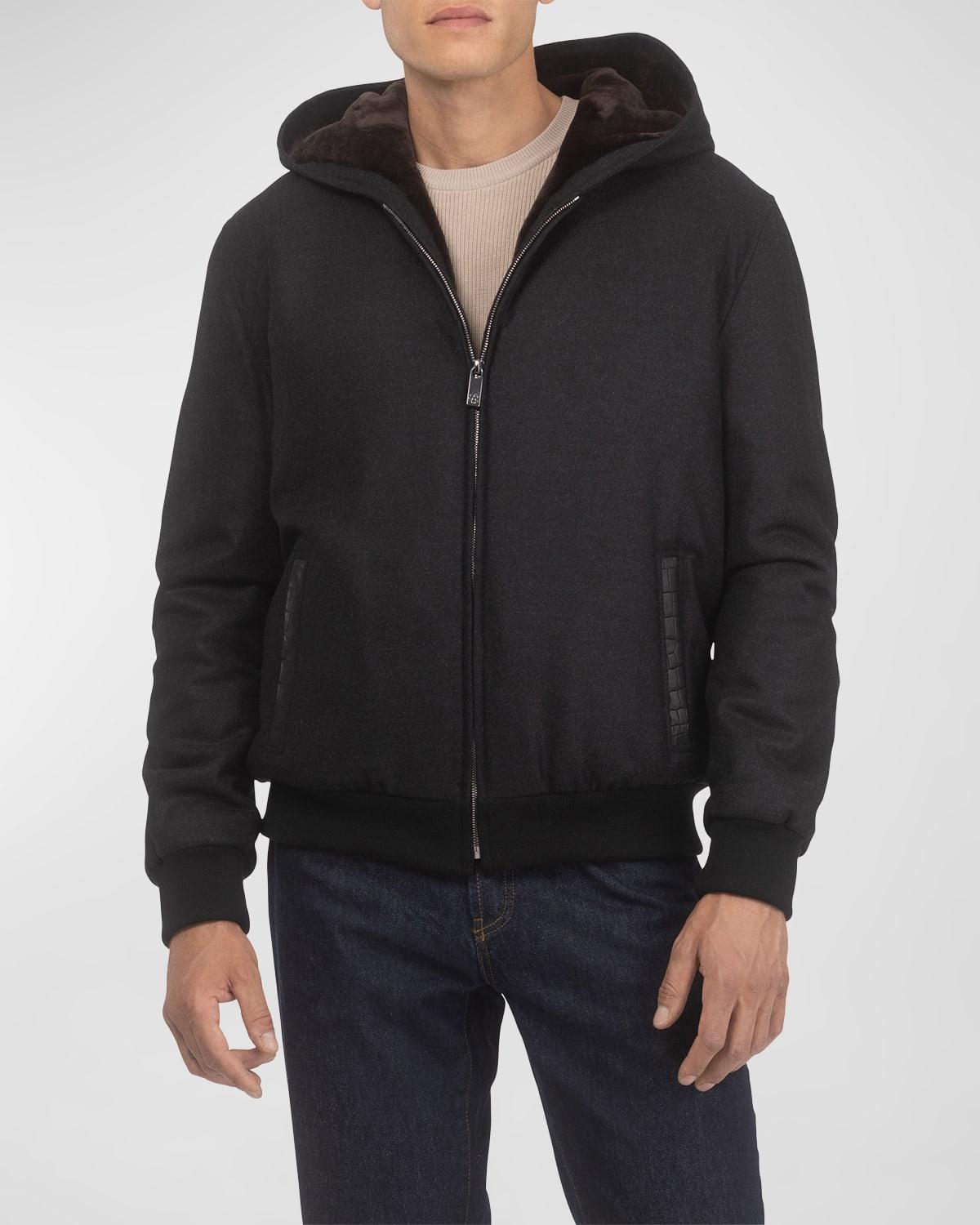 Mens Wool and Cashmere Jacket with Select Shearling Lamb Lining Product Image