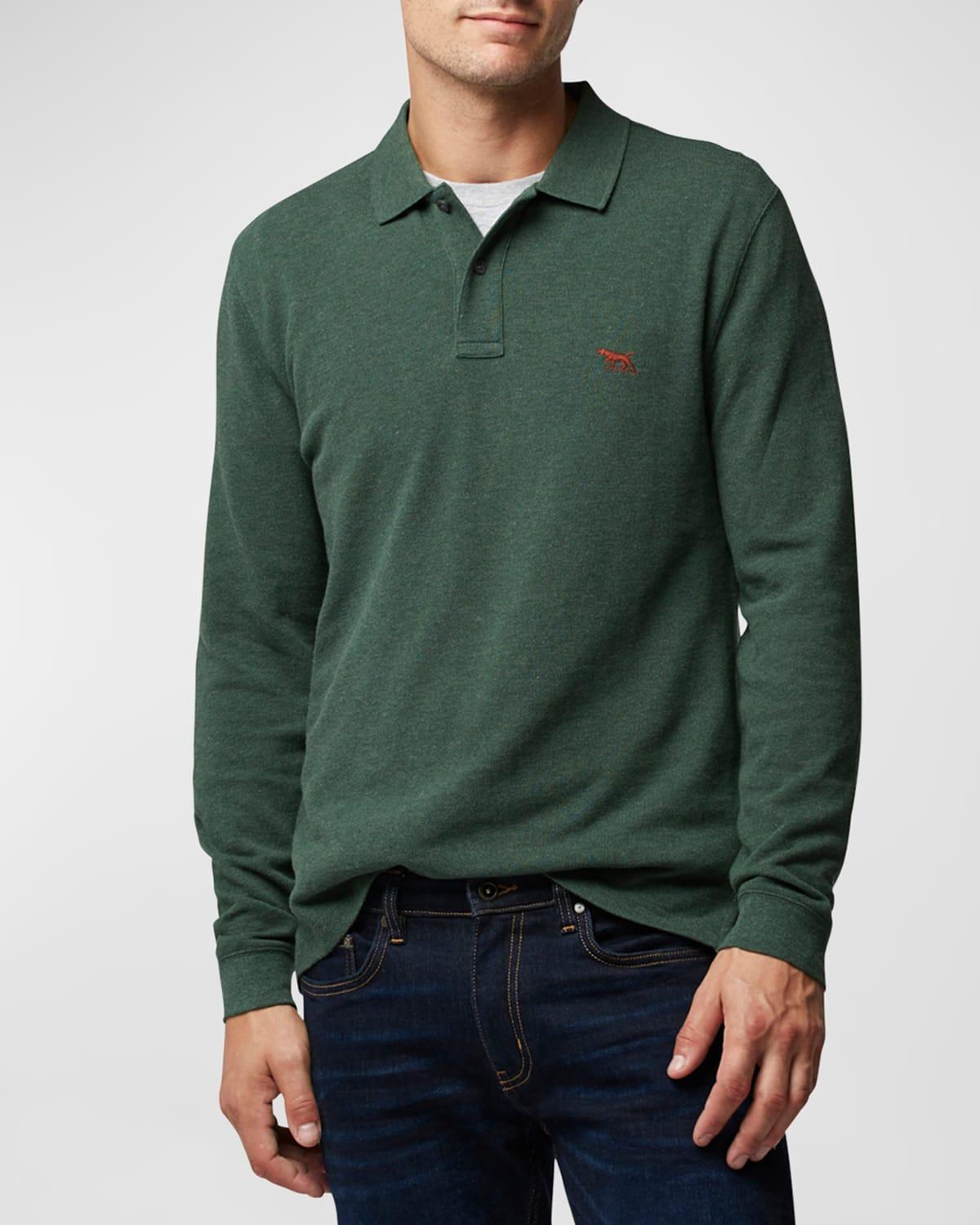 Mens Long-Sleeve Pique Polo Shirt Product Image