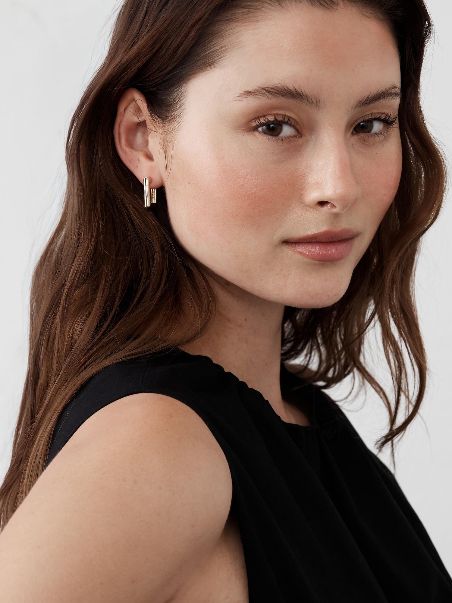 Square Huggie Earrings Product Image