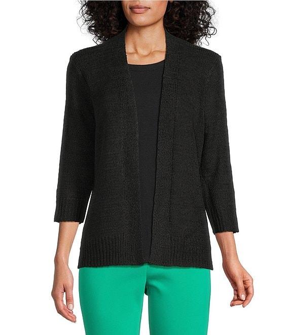 Investments 3/4 Sleeve Open Front Cardigan Product Image