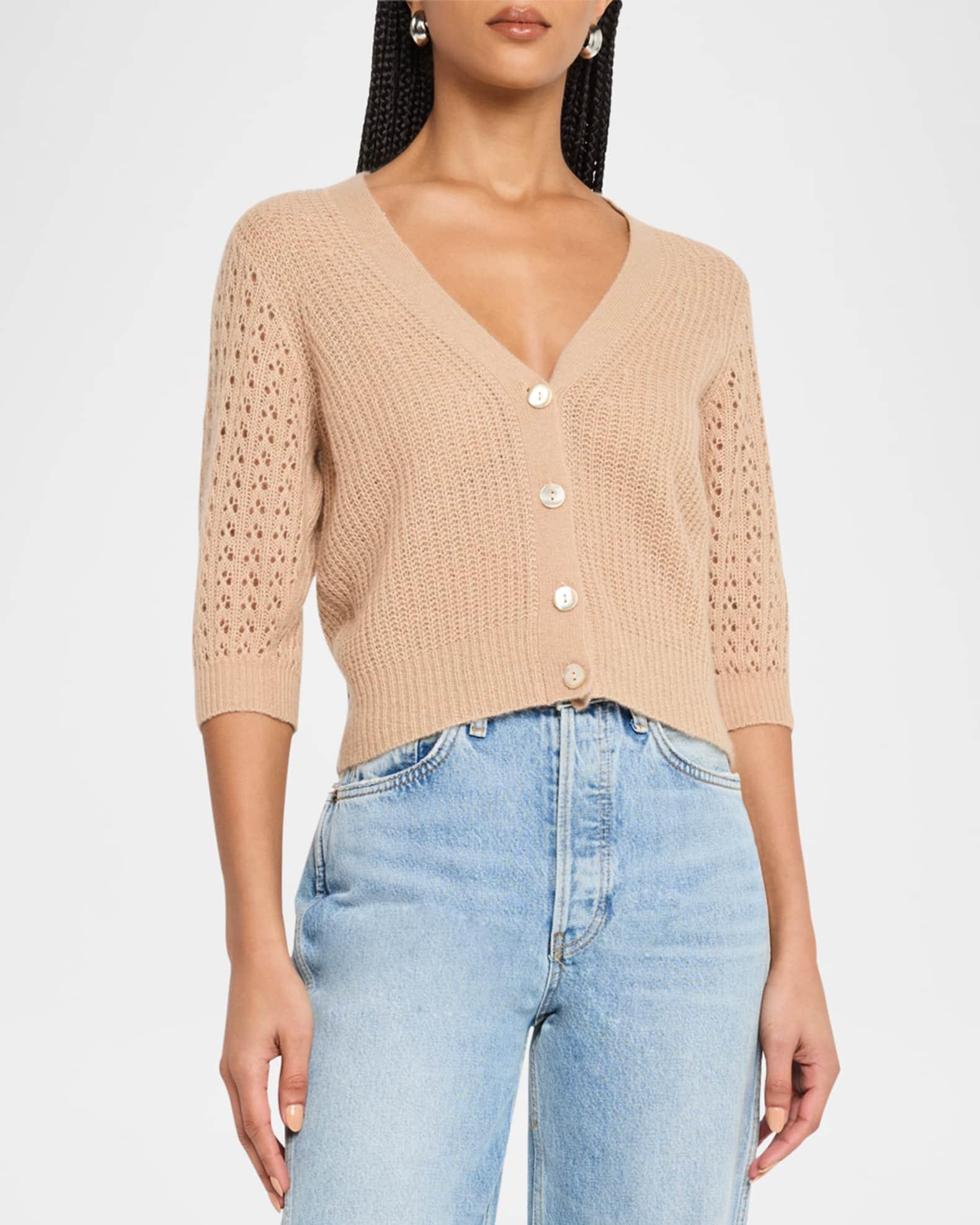 Cashmere-Silk Mixed Stitch Cardigan Product Image