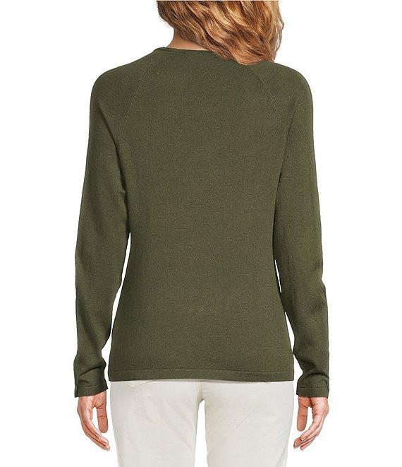 J.McLaughlin Jamey Crew Neck Button Trim Raglan Sleeve Sweater Product Image