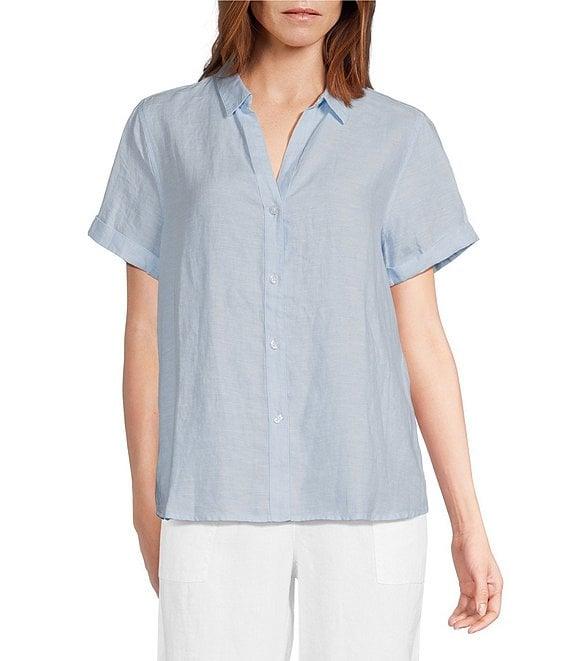 Tommy Bahama Point Collar Short Sleeve Button Front Top Product Image