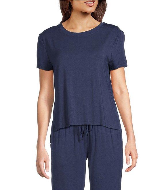 Half Moon by Modern Movement Jersey Knit Short Sleeve Round Neck Coordinating High-Low Hem Lounge Top Product Image
