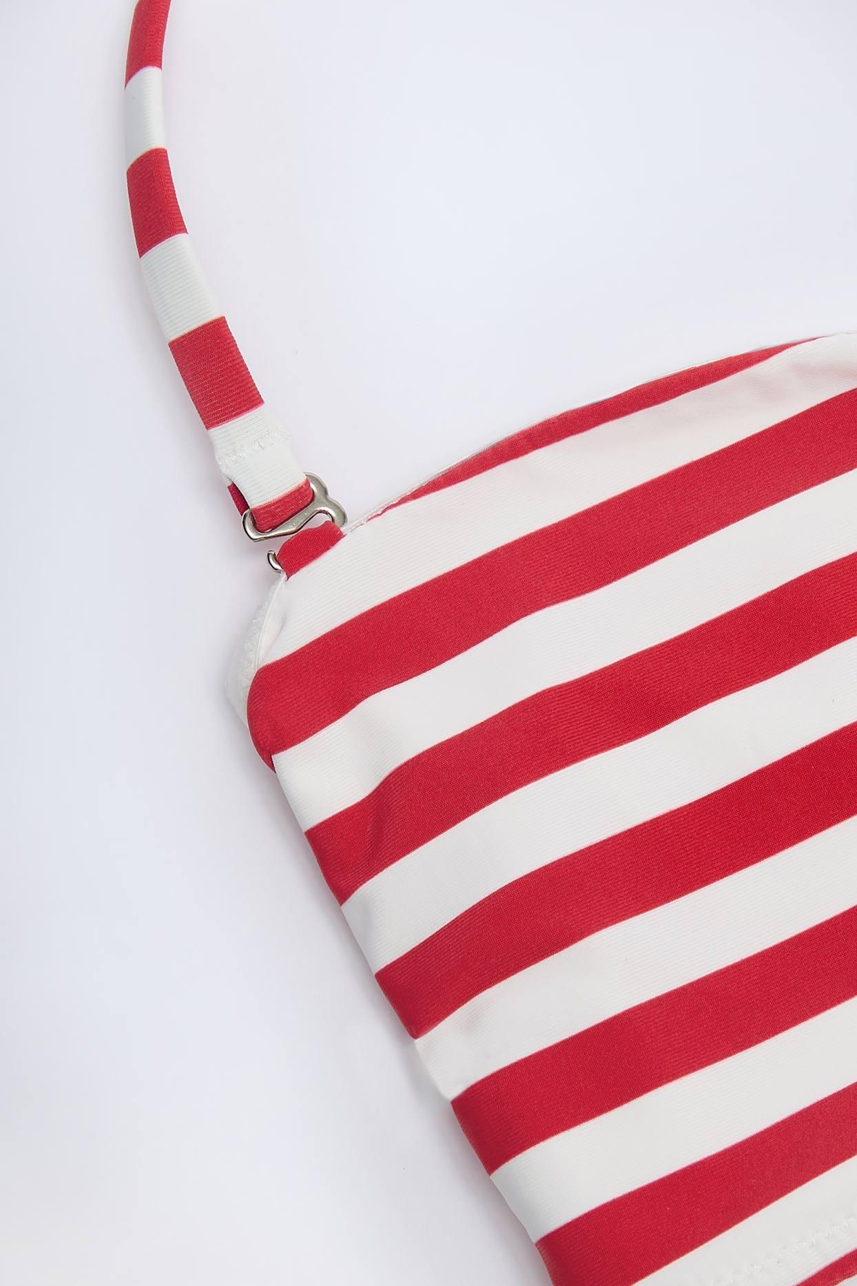Multiway Bikini Top in Cherry Red Stripe Product Image