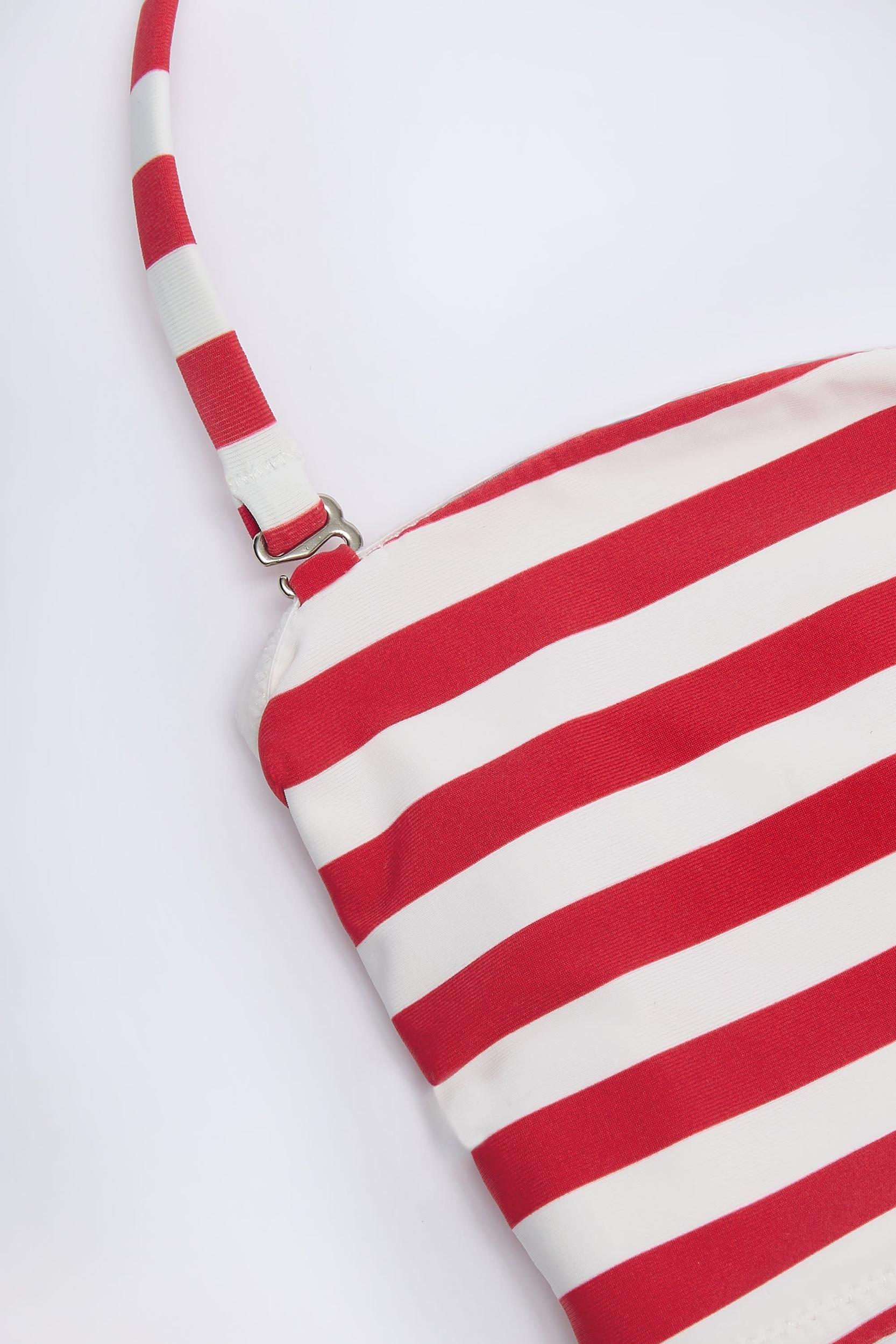 Multiway Bikini Top in Cherry Red Stripe Product Image
