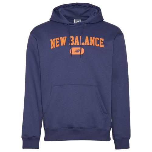 New Balance Mens New Balance Heritage Fleece Pullover Hoodie - Mens Navy/Orange Product Image