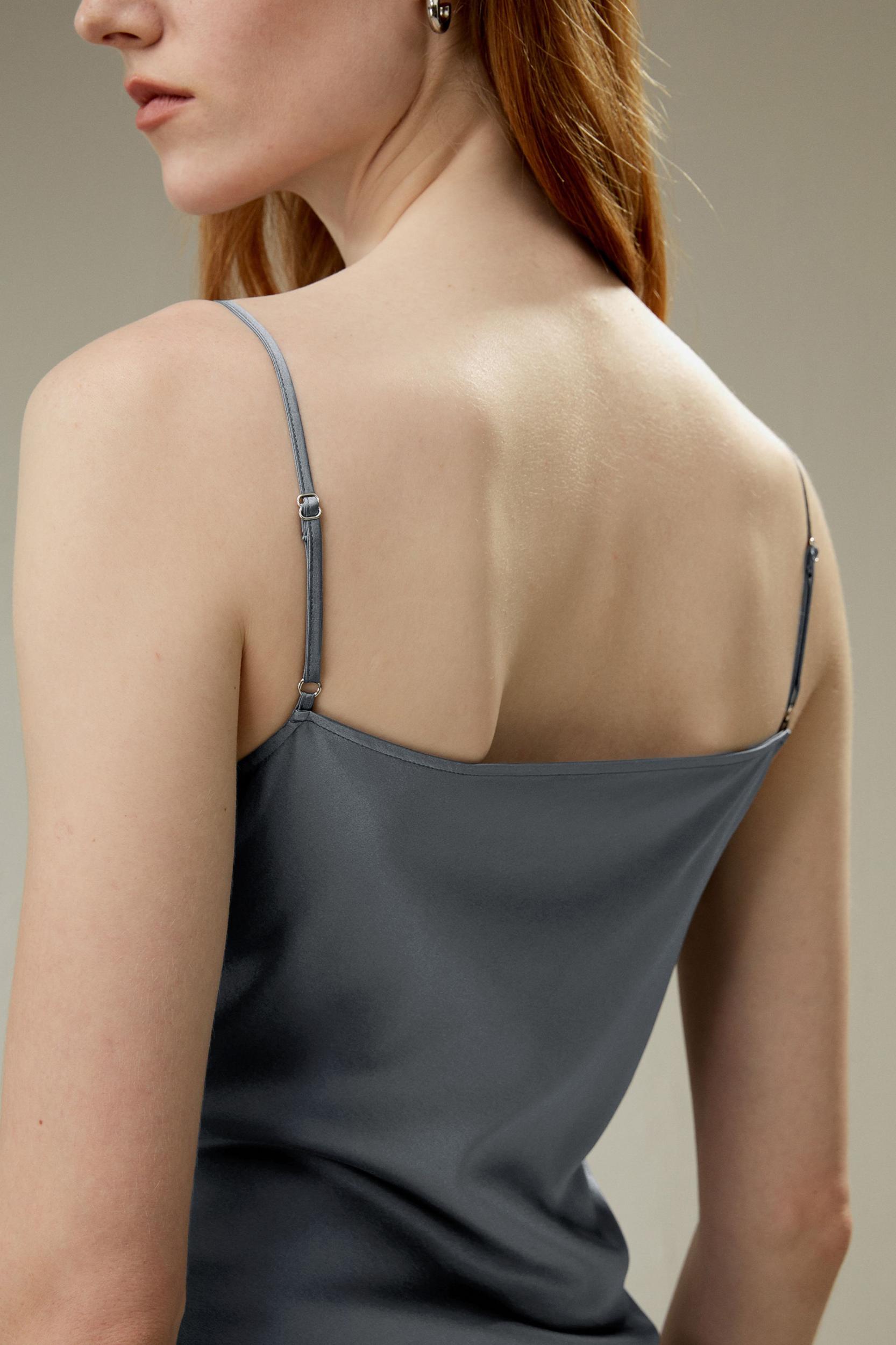 Cowl Neck Oblique-layered Silk Dress Product Image