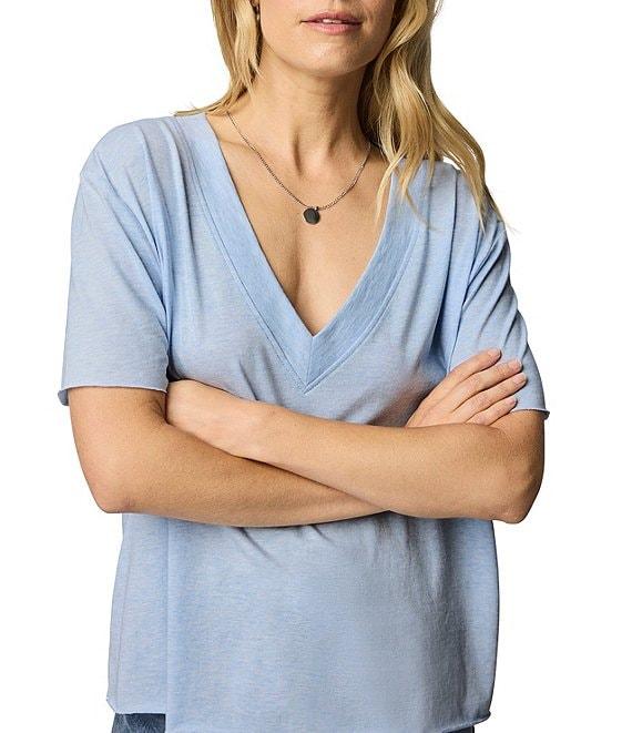 Splendid Kacey Knit Jersey Short Sleeve V-Neck Tee Shirt Product Image