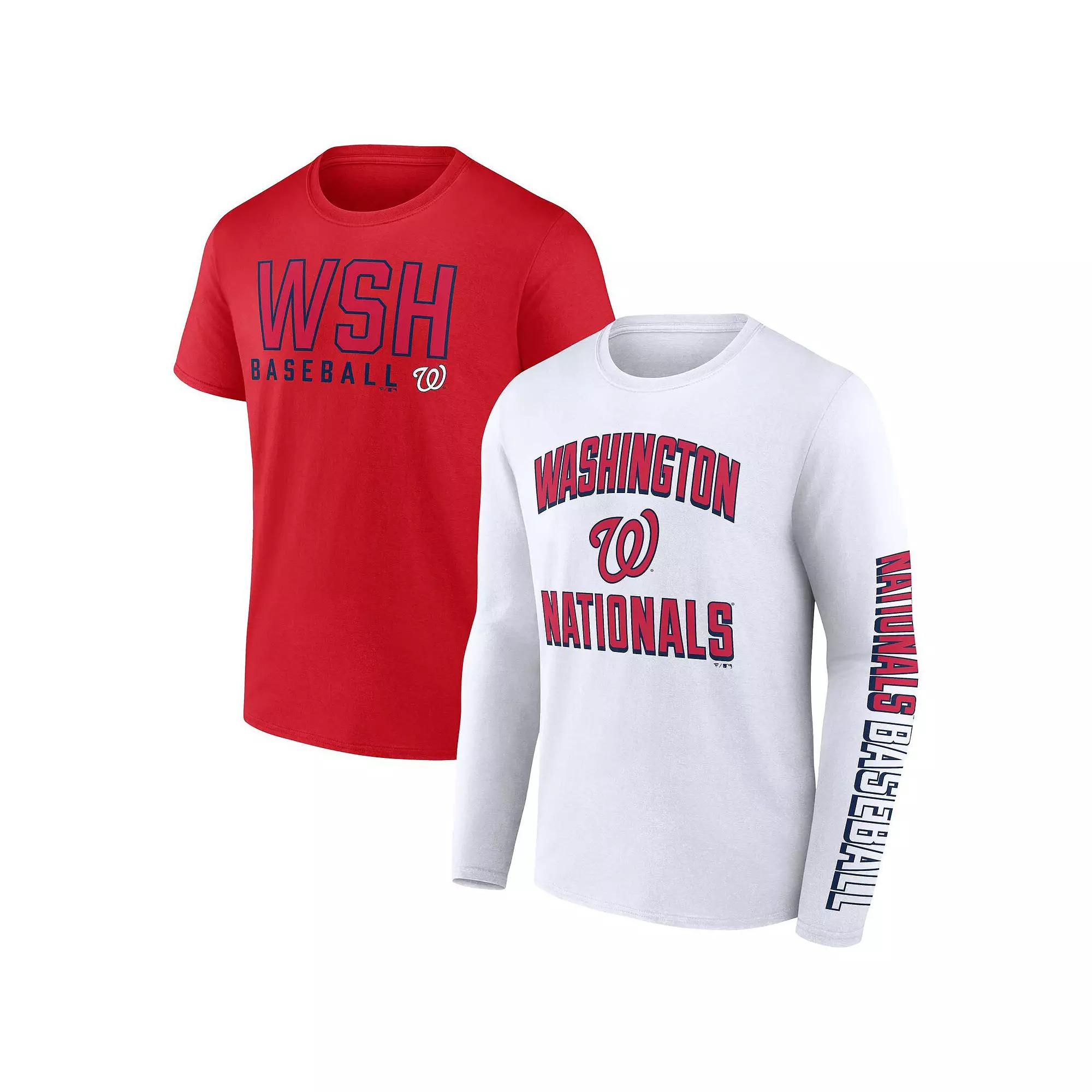 Men's Fanatics Branded Red/White Washington Nationals Two-Pack Combo T-Shirt Set,  Product Image
