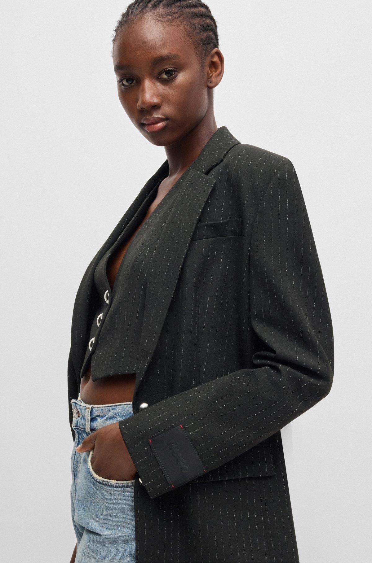 Relaxed-fit jacket with all-over sparkle pinstripe Product Image