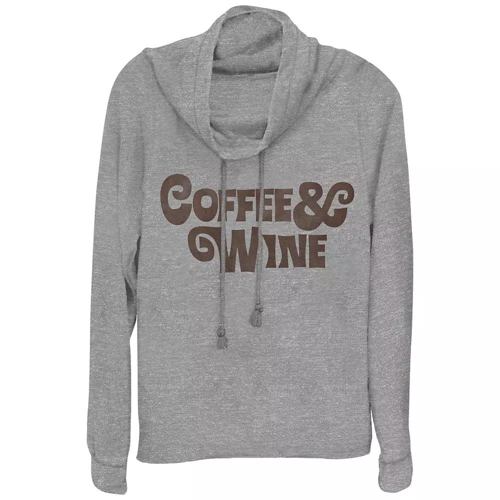Women's Coffee & Wine Cowlneck Graphic Lightweight Long Sleeve,  Product Image