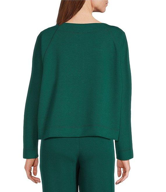 Westbound Petite Size Coordinating Long Sleeve Crew Neck Seamed Knit Top Product Image