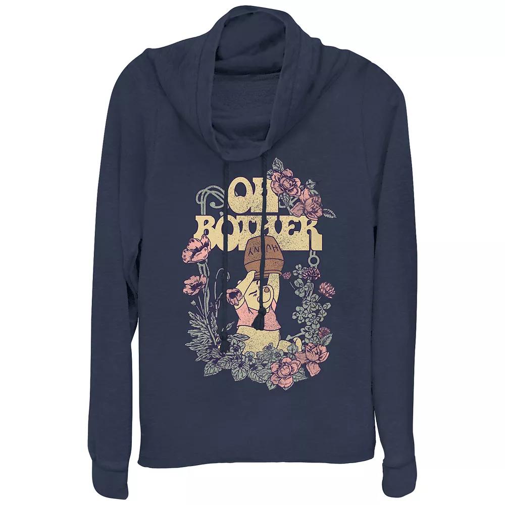 Disney's Winnie The Pooh Oh, Bother Flower Frame Women's Cowlneck Graphic Lightweight Long Sleeve, Girl's, Size: XS, Blue Product Image