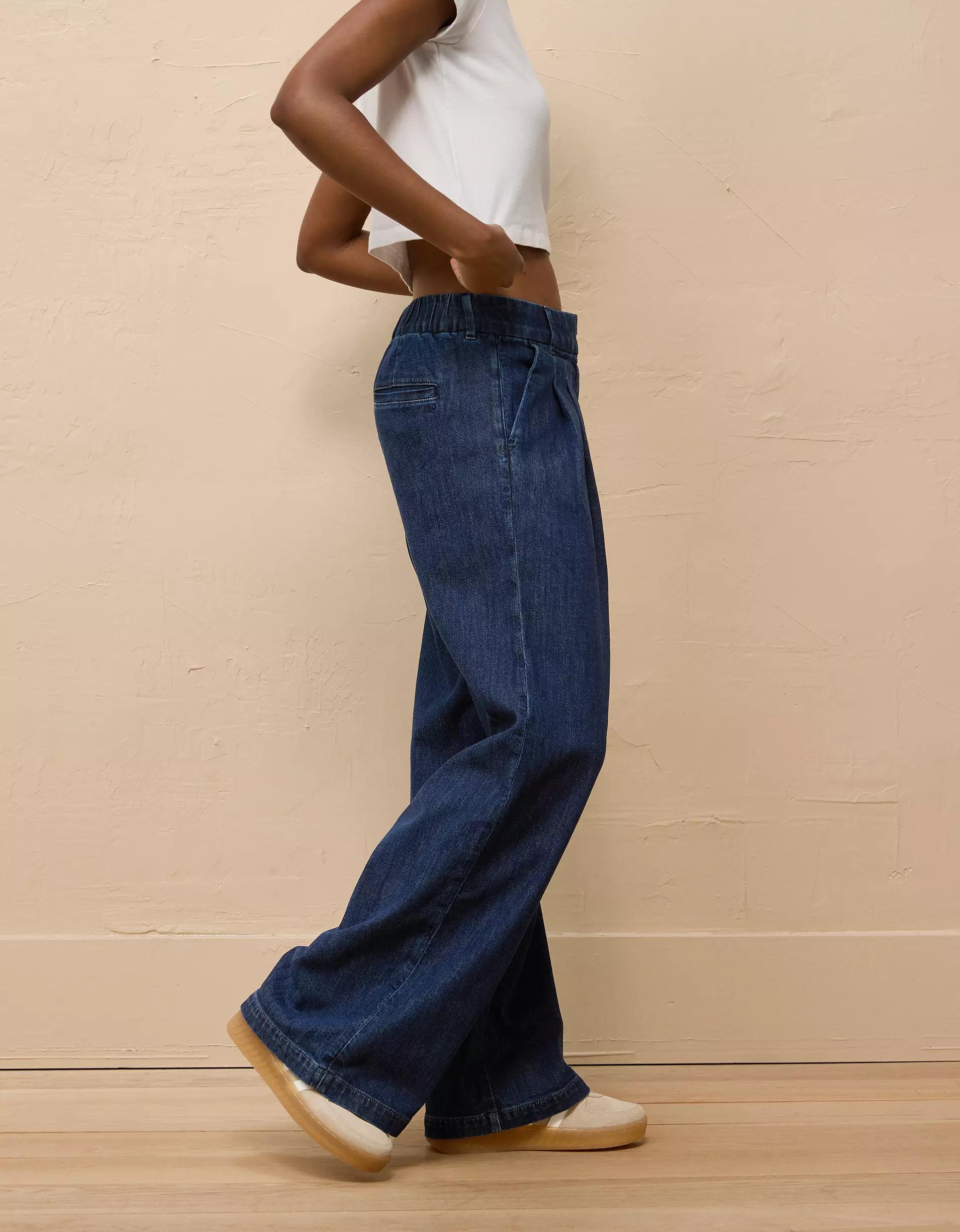 AE Stretch Super High-Waisted Ultra Wide-Leg Trouser Jean Product Image