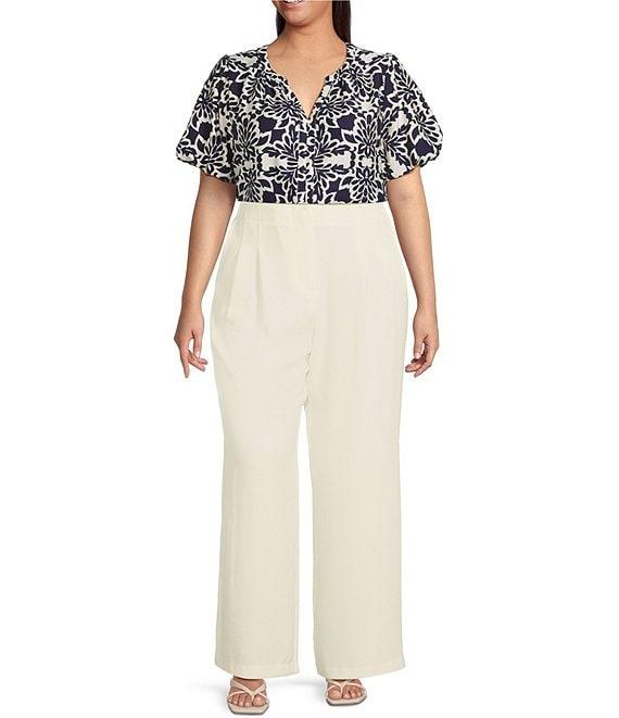 Skies Are Blue Plus Size Bubble Short Sleeve Blouse Product Image