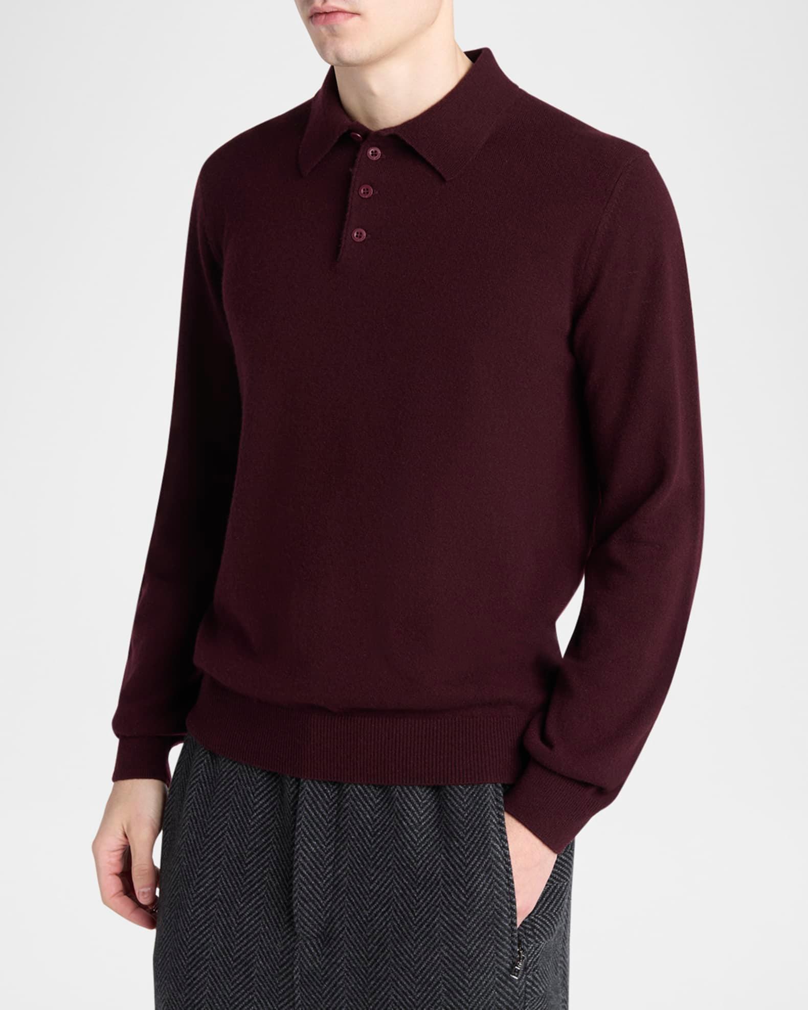 Men's Cashmere Knit Polo Sweater Product Image
