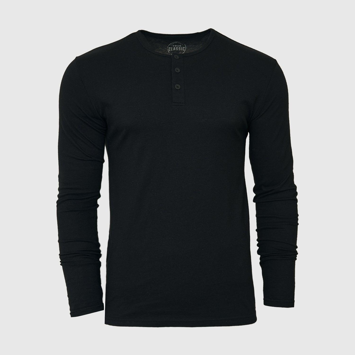 Black Classic Long Sleeve Henley Product Image