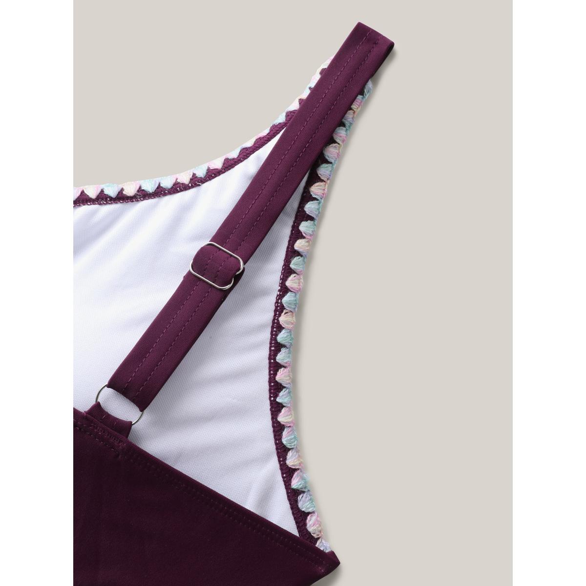 Plus Size Bust Drawstring Keyhole One-Piece Swimsuit Women's Swimwear Plum Beach Tie knot Curve Bathing Suits High stretch One Pieces BloomChic 12/L Product Image