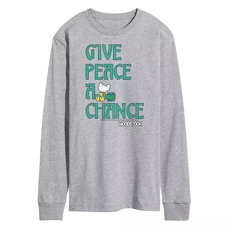 Men's Woodstock Give Peace A Chance Long Sleeve Graphic Tee,  Product Image