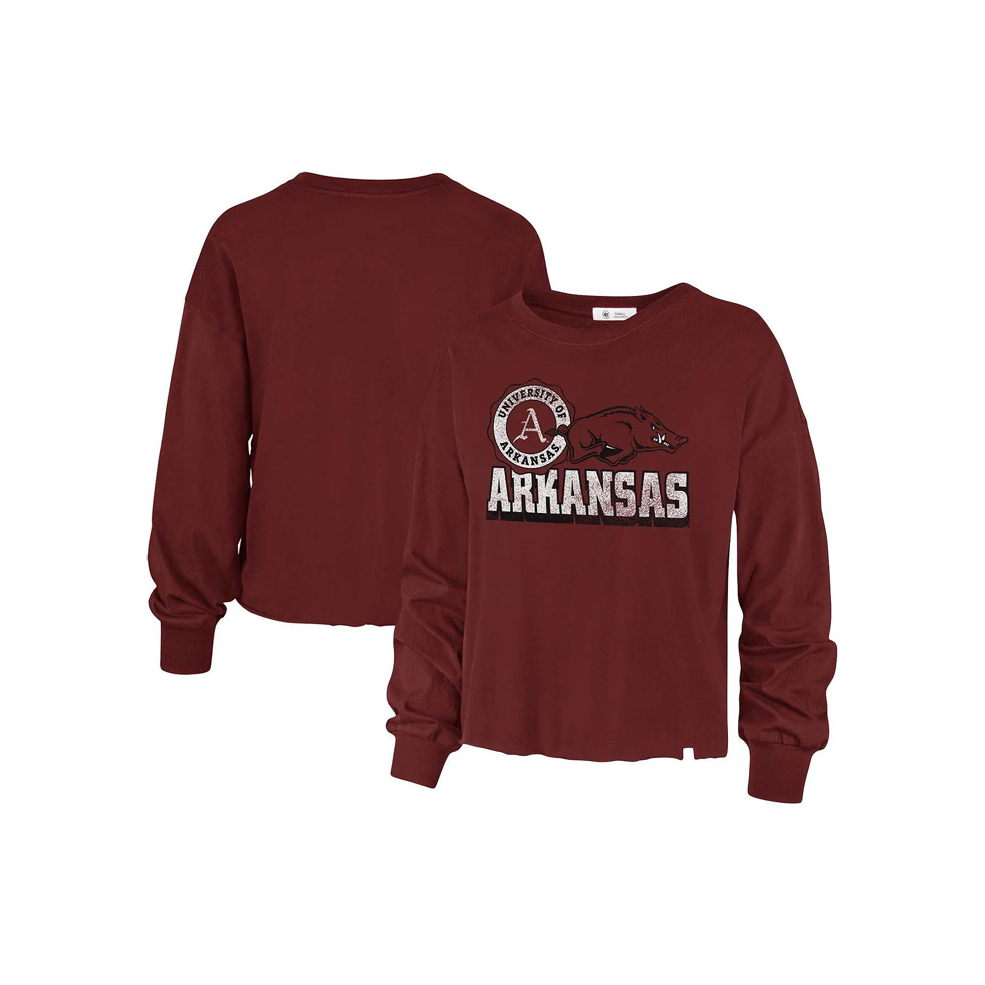 Women's '47 Cardinal Arkansas Razorbacks Bottom Line Parkway Long Sleeve T-Shirt, Size: Large, Red Product Image