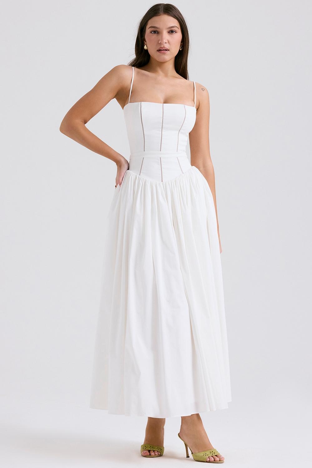 Ysabella  white cotton maxi sundress Product Image