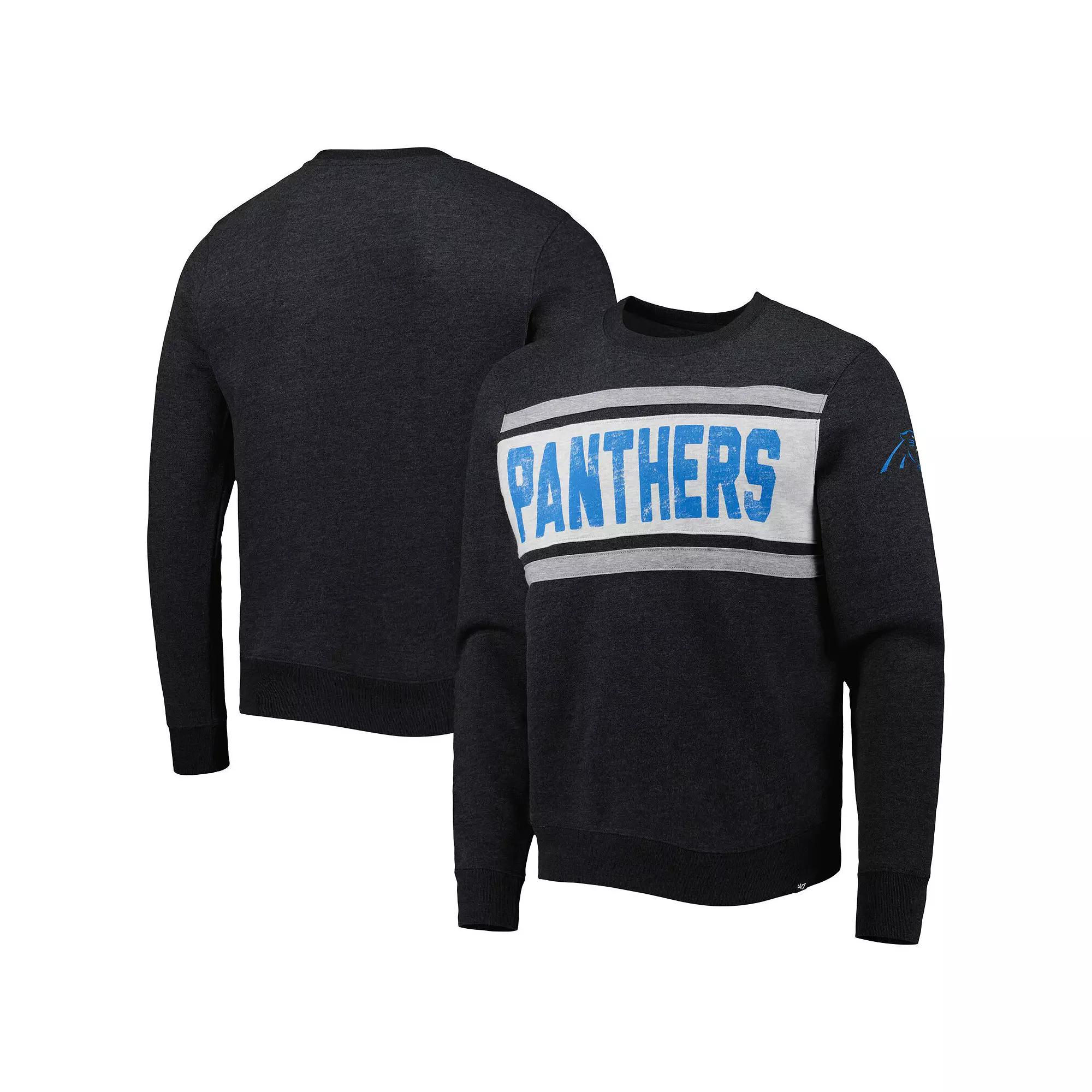 Men's '47 Heathered Black Carolina Panthers Bypass Tribeca Pullover Sweatshirt,  Product Image