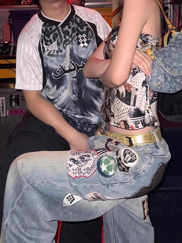 Design-Oriented Fun Patches Boyfriend Jeans Product Image