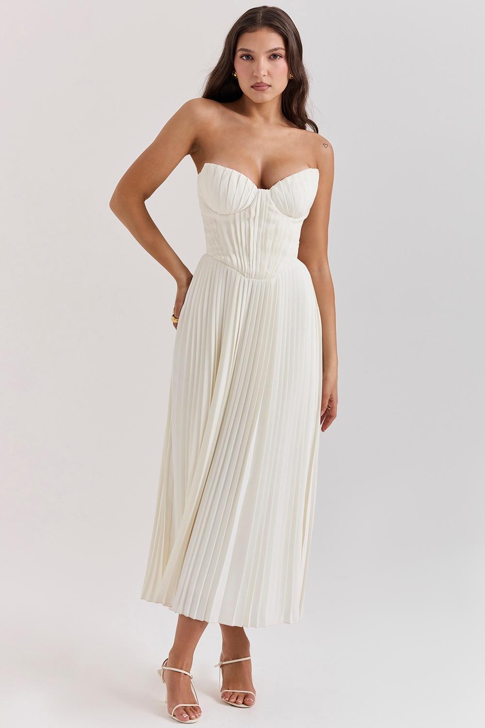 Amorata  ivory pleated maxi dress Product Image