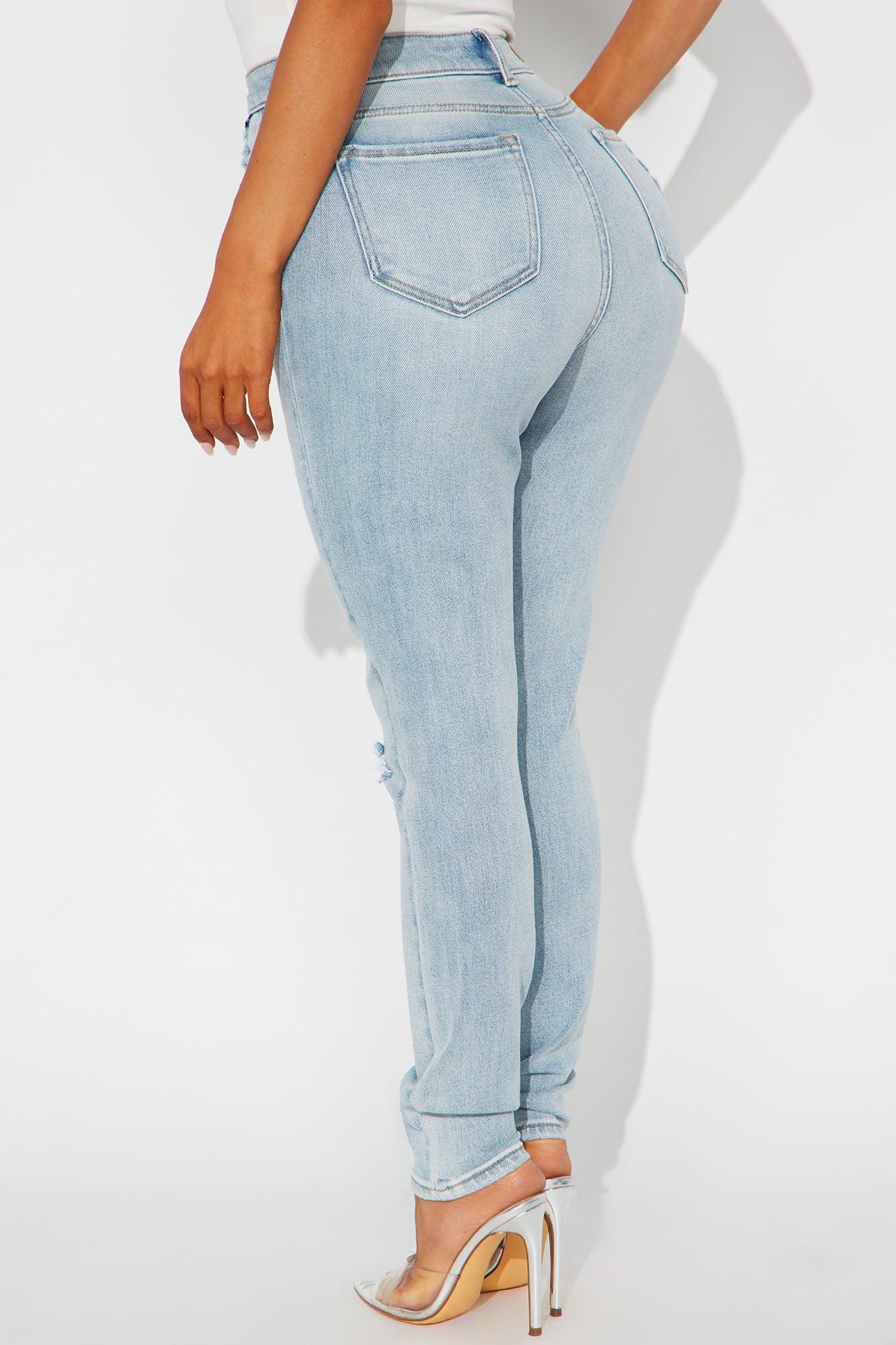 My Pleasure High Rise Ripped Skinny Jeans - Light Wash Female Product Image