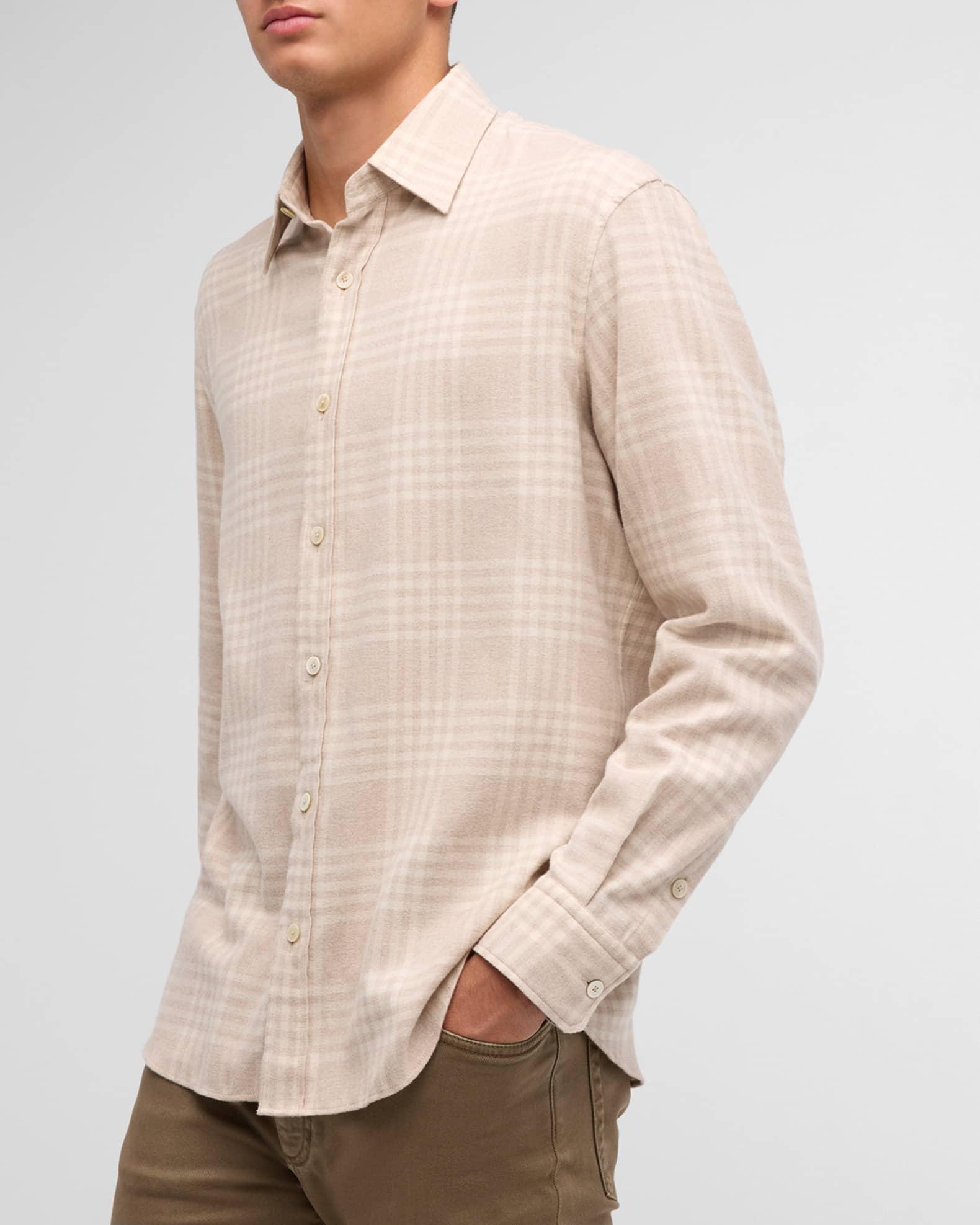 Men's Cotton Plaid Casual Button-Down Shirt Product Image