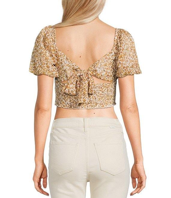 Dee Elly Short Sleeve Ditsy Floral Print Coordinating Crop Top Product Image