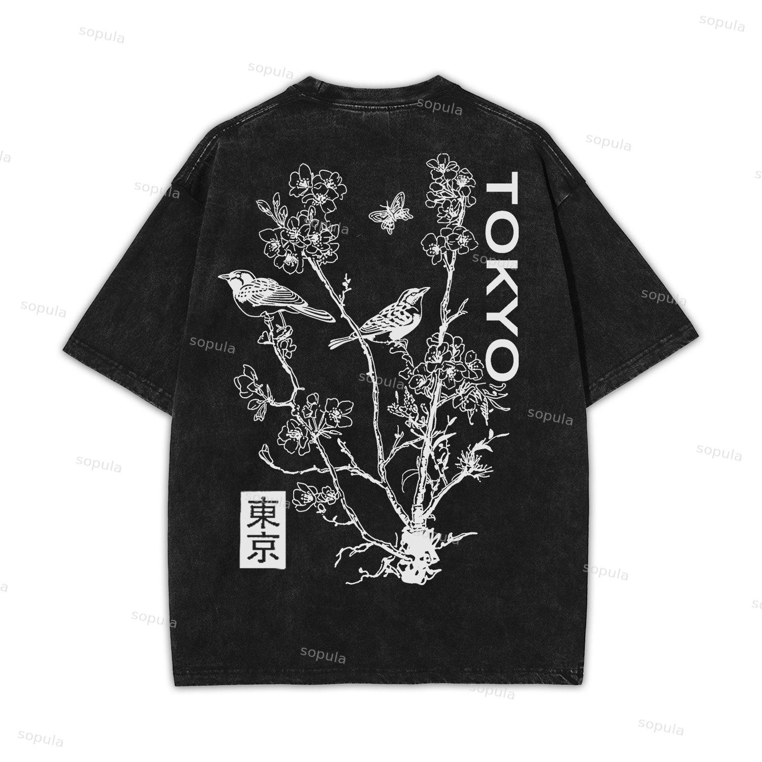 Cyberpunk Anime Futuristic Graphic Acid Washed T-shirt Product Image