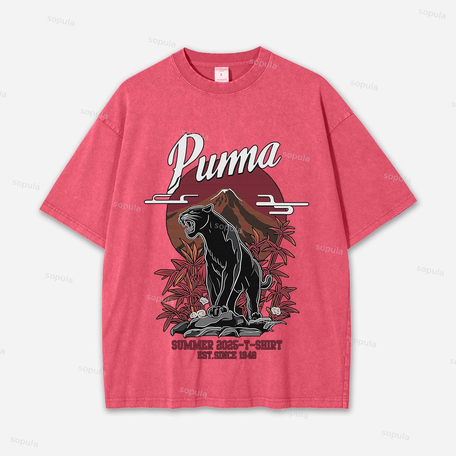 Mount Fuji Black Panther Washed T-shirt Product Image