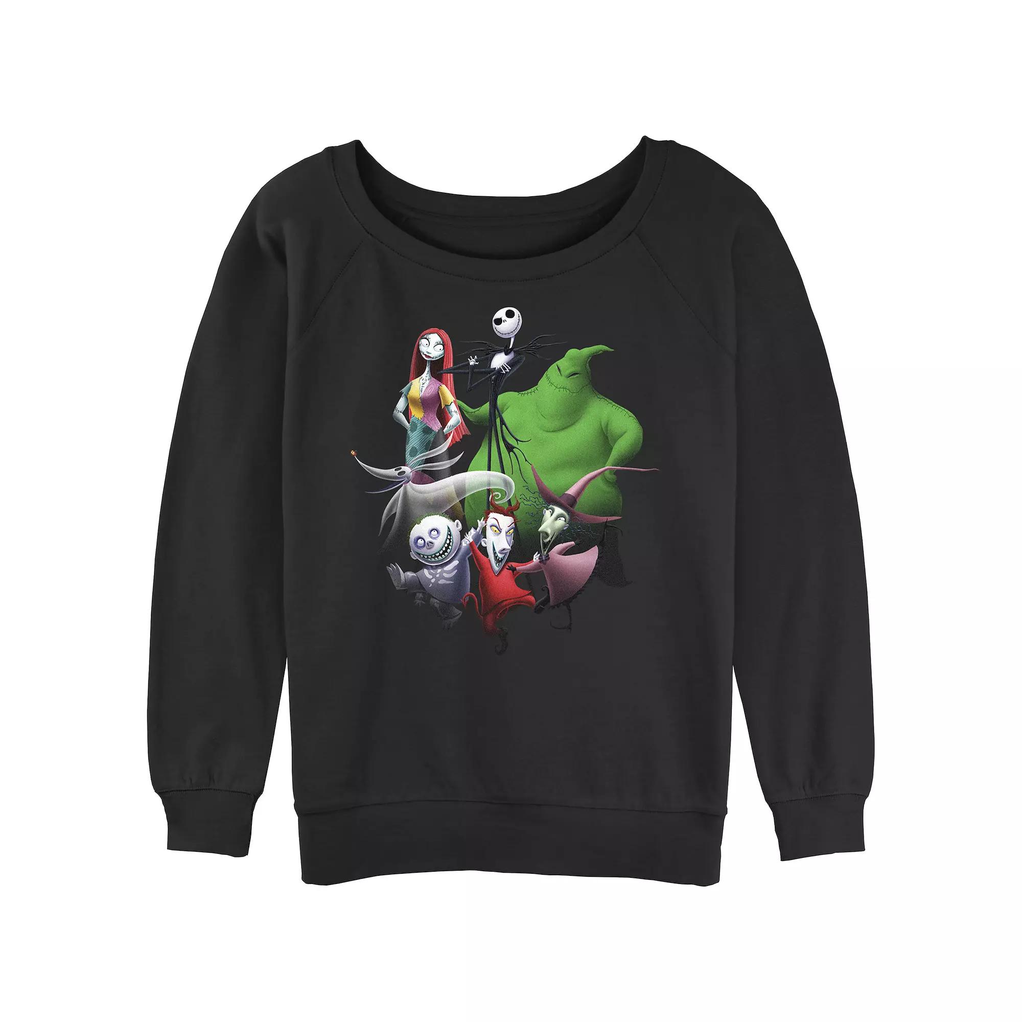 Disney's The Nightmare Before Christmas Juniors' Group Shot Slouchy Terry Graphic Pullover, Women's, Size: XL, Black Product Image