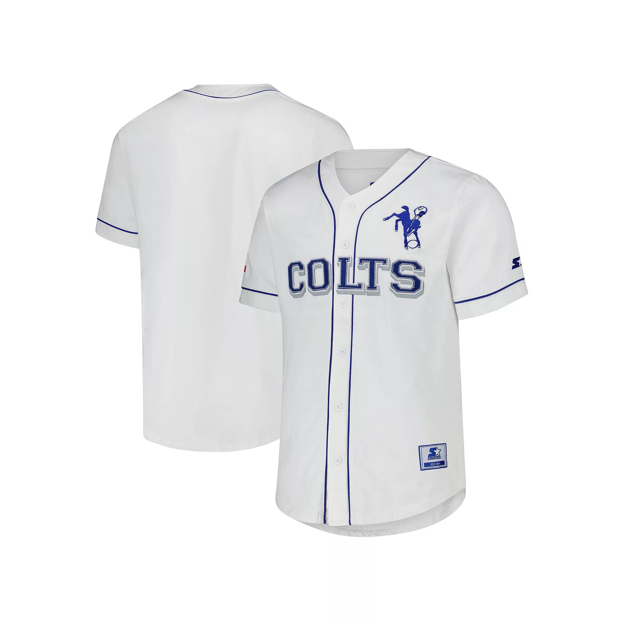 Men's Starter White Indianapolis Colts Relay Vintage Full-Button Baseball Jersey,  Product Image