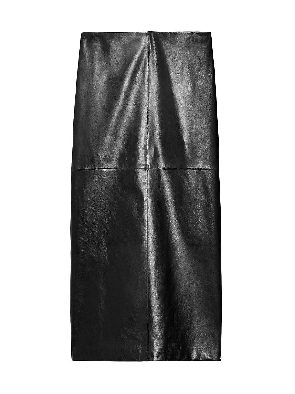 Womens Bairo Leather Midi-Skirt Product Image