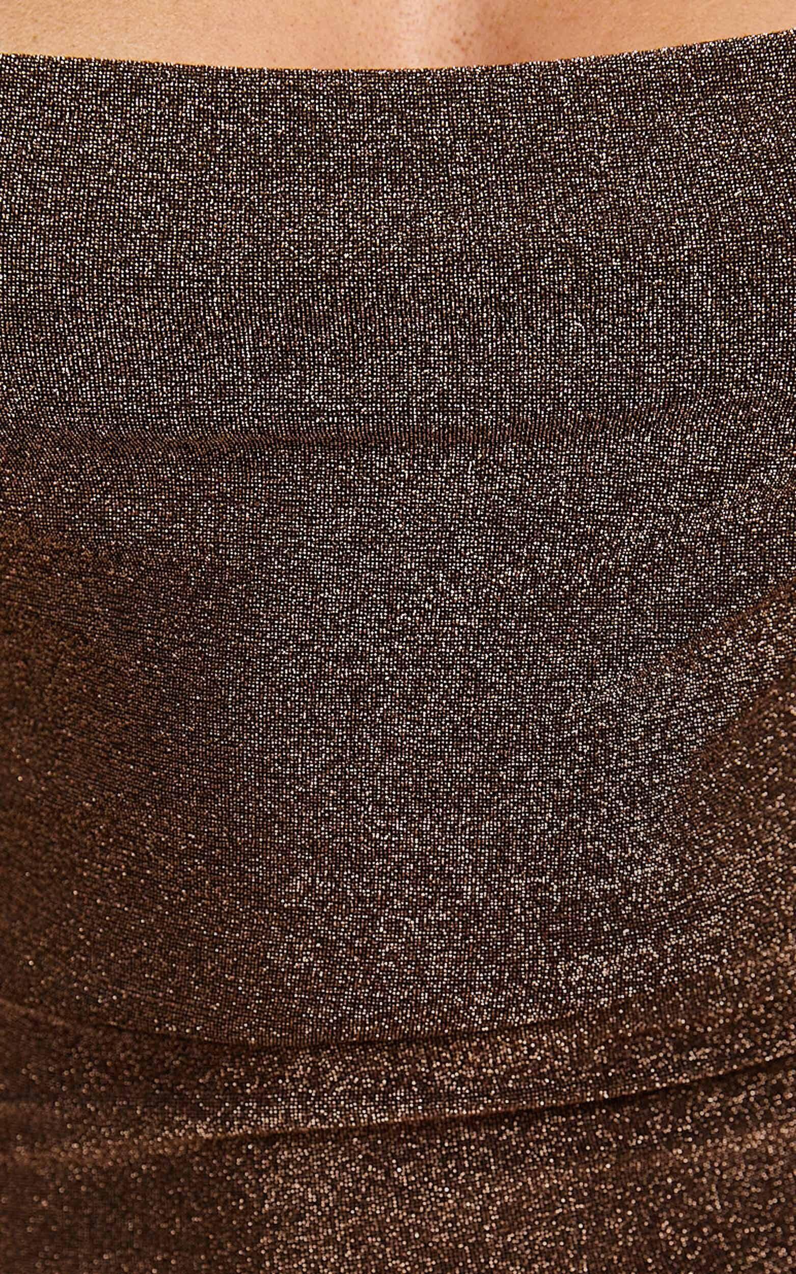 Roma Midi Dress - Ruched Cowl Neck Dress in Chocolate Lurex Product Image