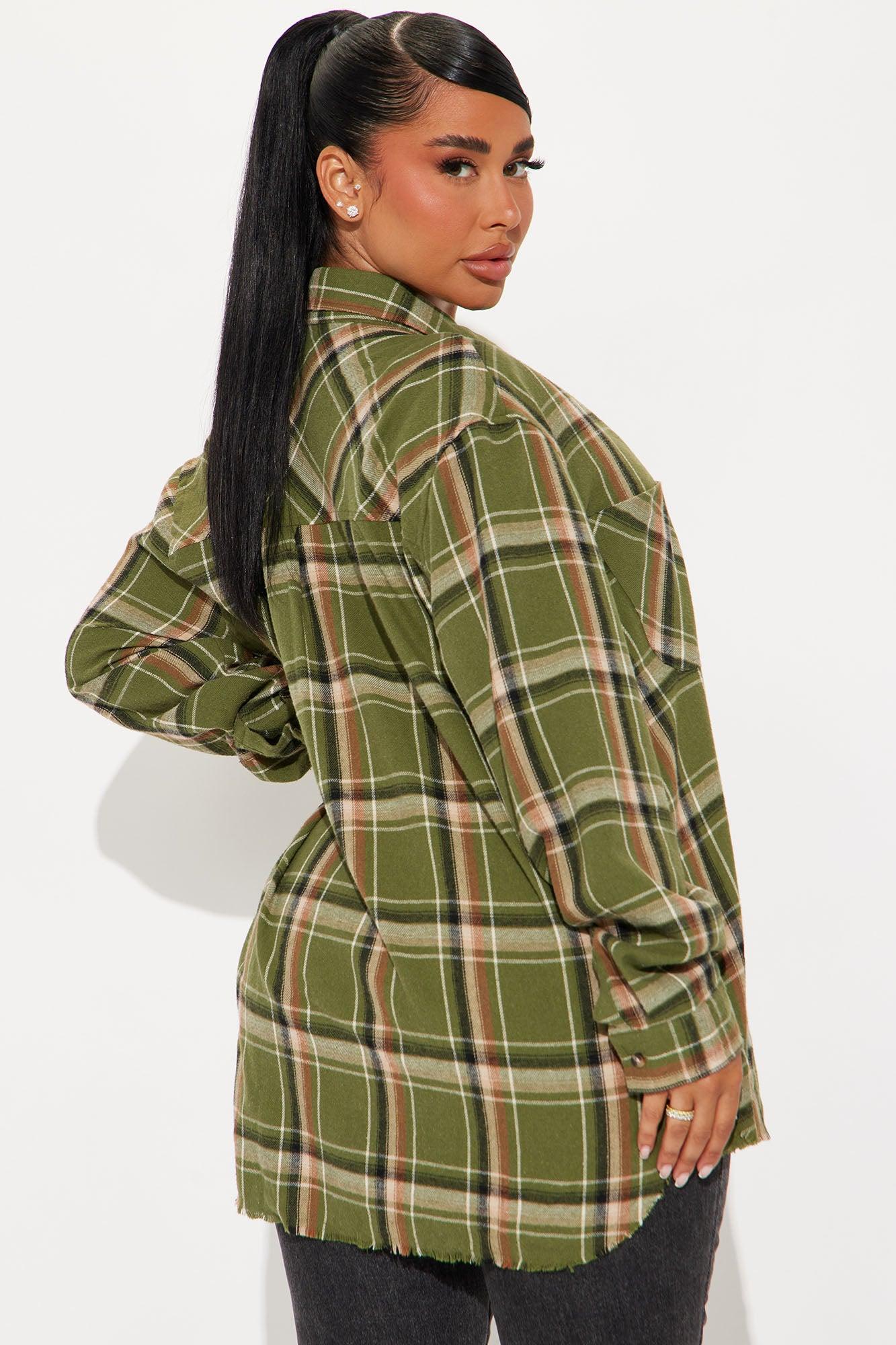 Seasons Change Plaid Shirt - Olive/combo Female Product Image