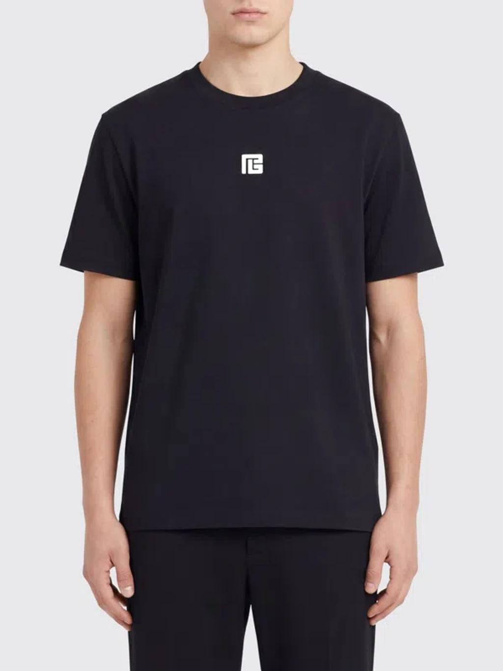 BALMAIN Logo-embroidered Crew-neck T-shirt In Black Product Image