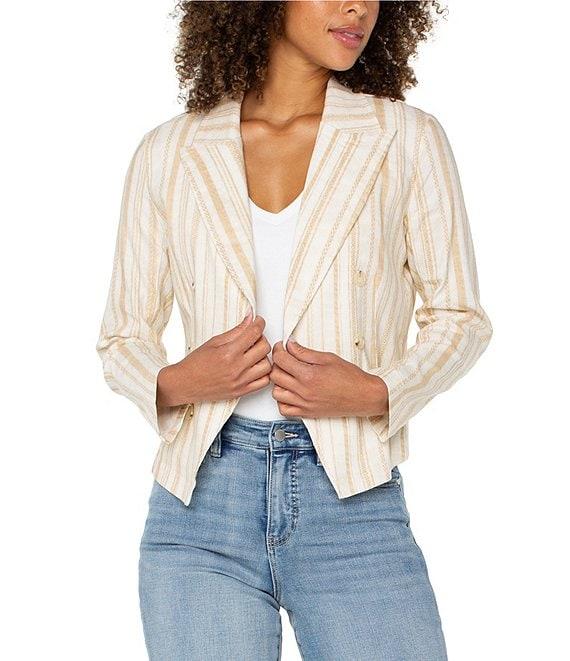 Liverpool Los Angeles Stripe Notch Collar Long Sleeve Open Front Blazer Product Image