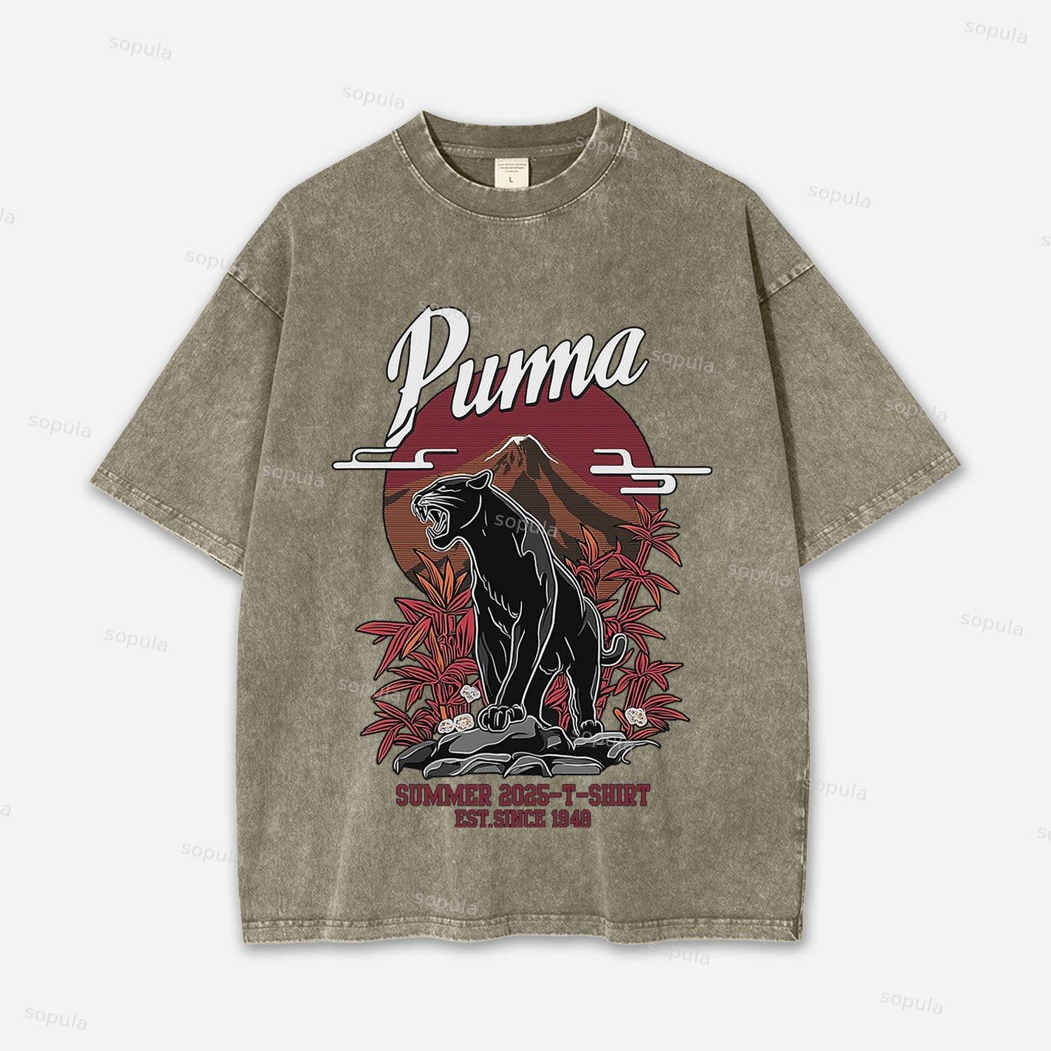 Mount Fuji Black Panther Washed T-shirt Product Image