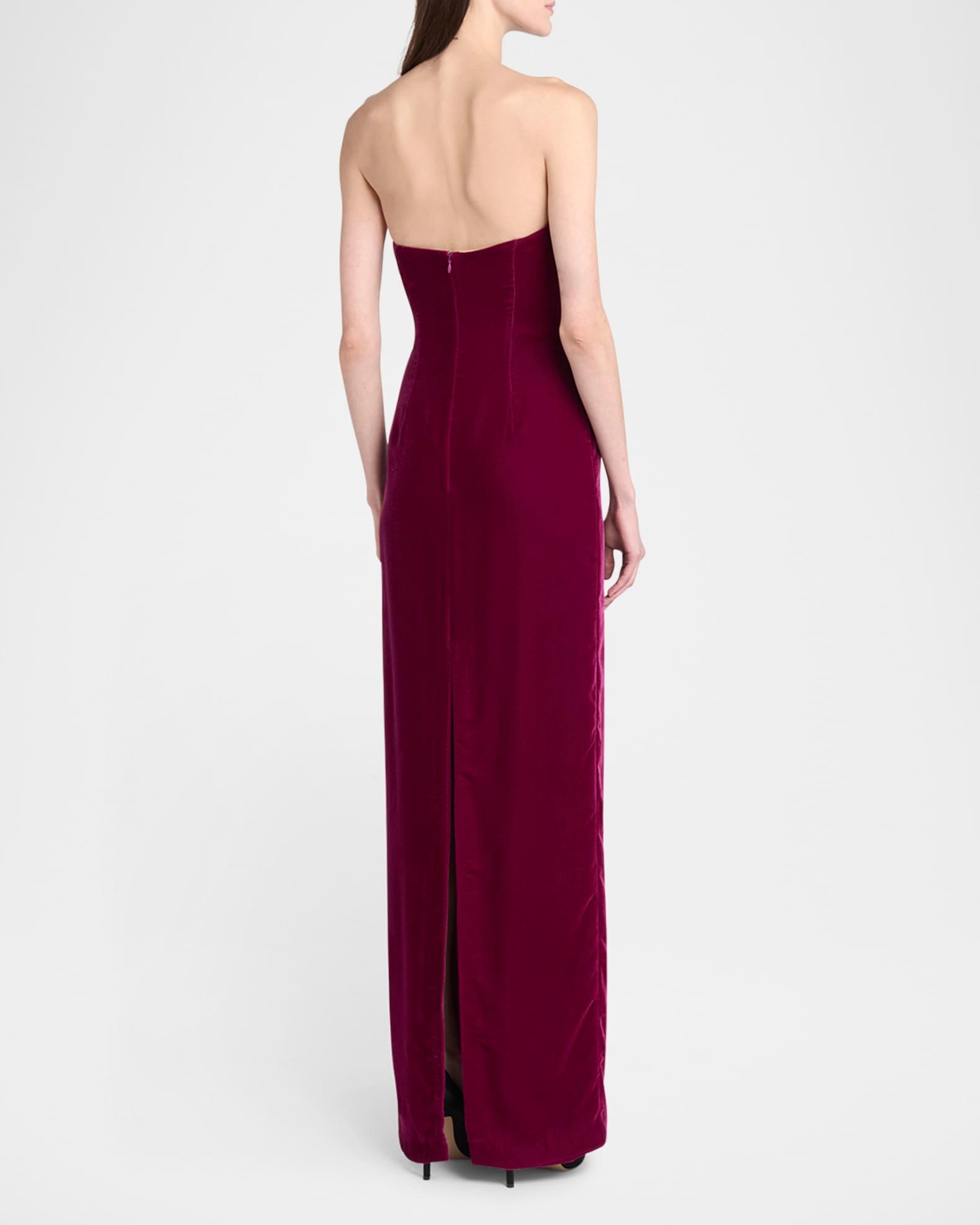 Strapless Lightweight Velvet Evening Gown Product Image