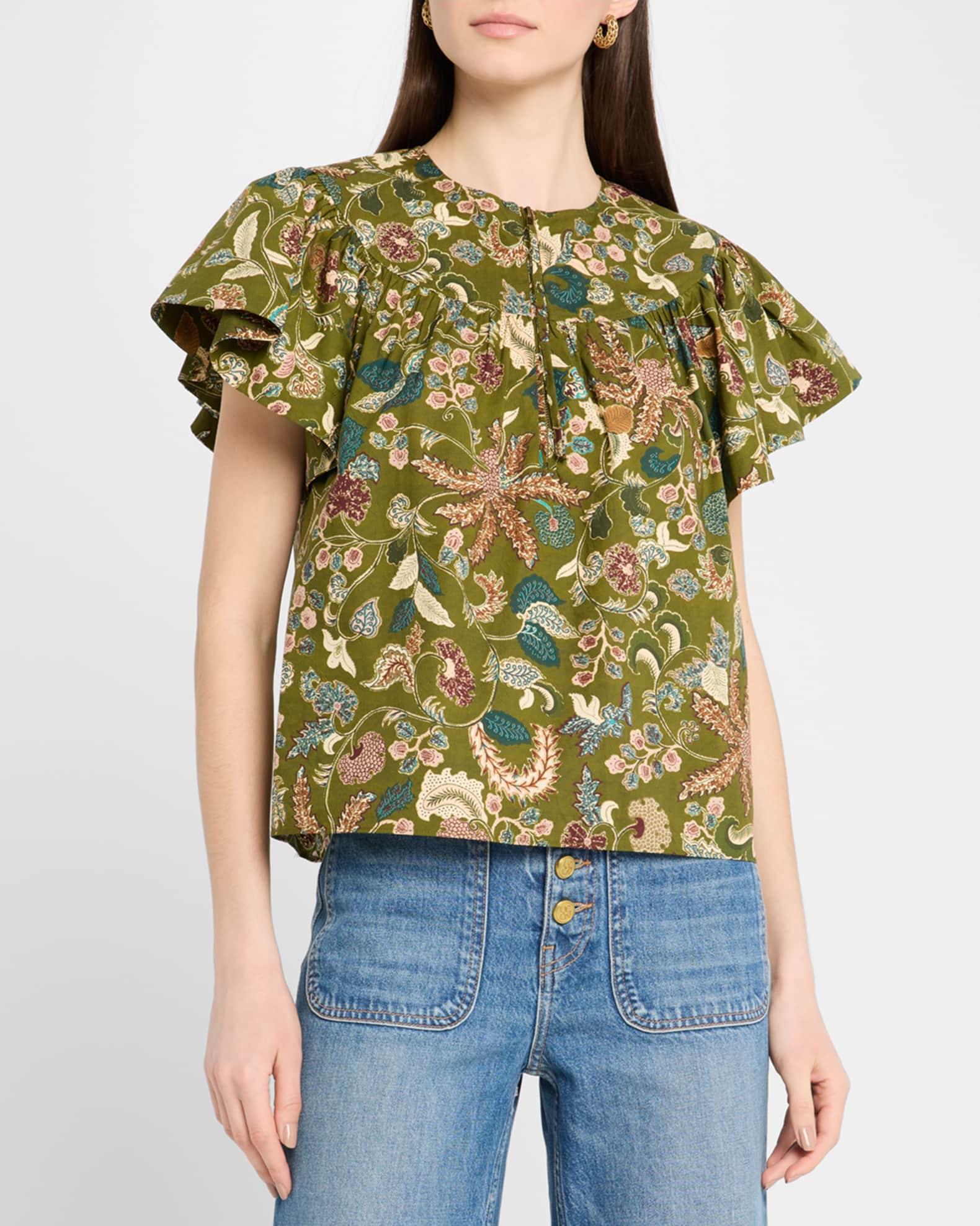 Perline Flutter-Sleeve Zip Blouse Product Image