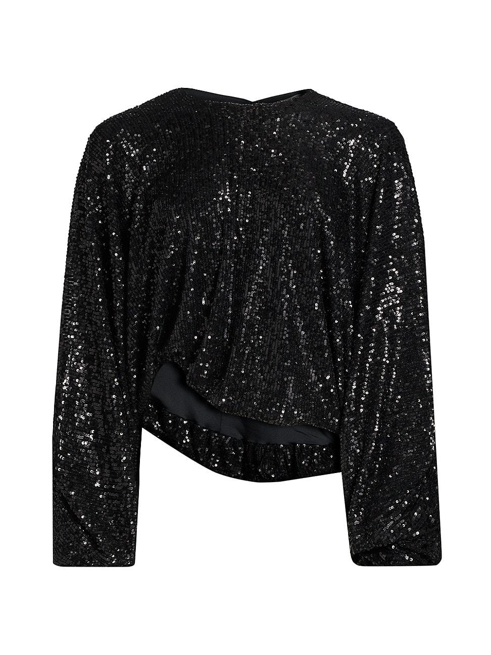 Womens Frankie Sequined Balloon-Sleeve Top Product Image