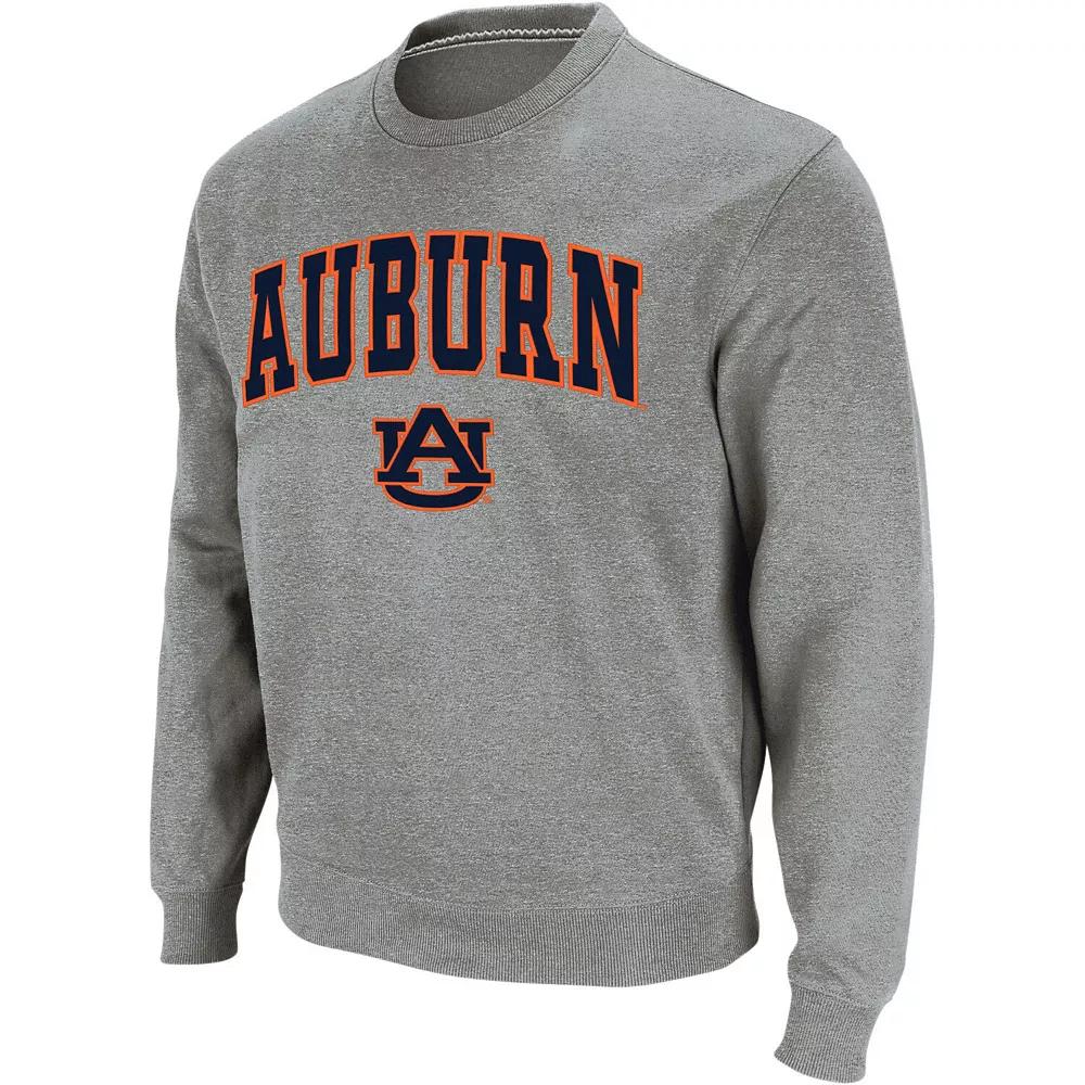 Men's Colosseum Heathered Gray Auburn Tigers Arch & Logo Crew Neck Sweatshirt,  Product Image