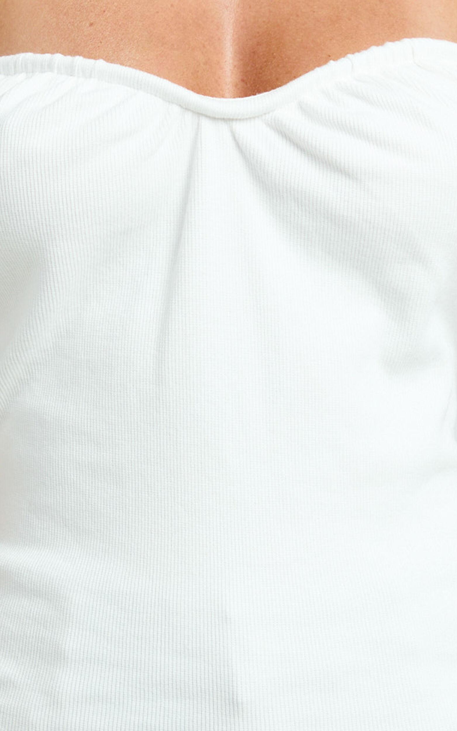 Ida Top - Heart Gathered Neckline Strapless Top in White Product Image