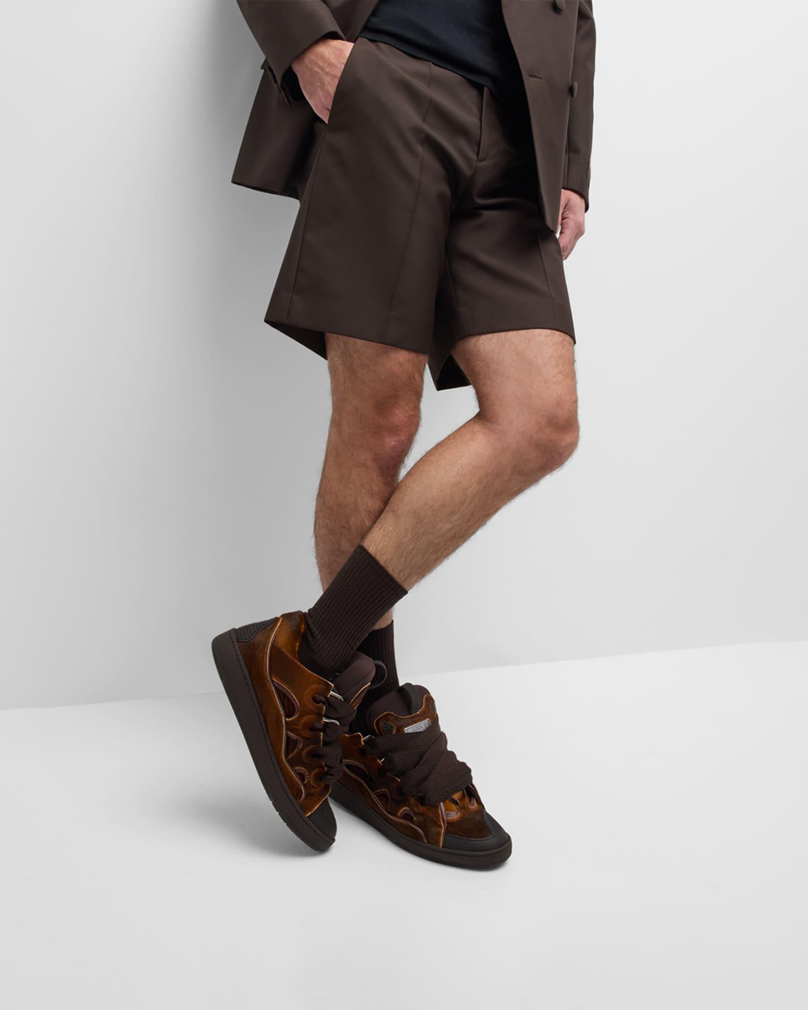 Men's Curb Pony-Effect Leather Low-Top Sneakers Product Image