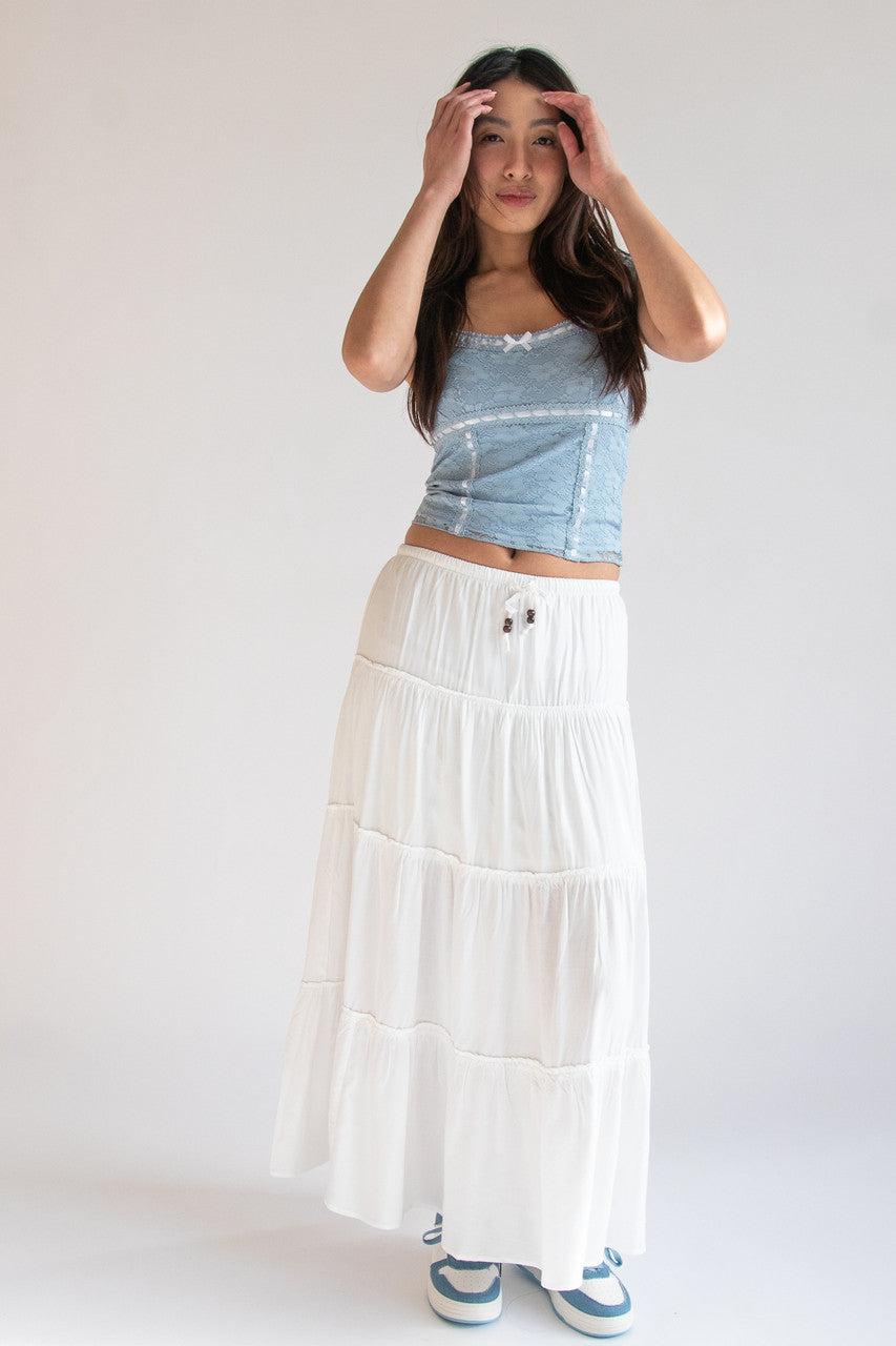 Drawstring Maxi Tier Skirt Product Image